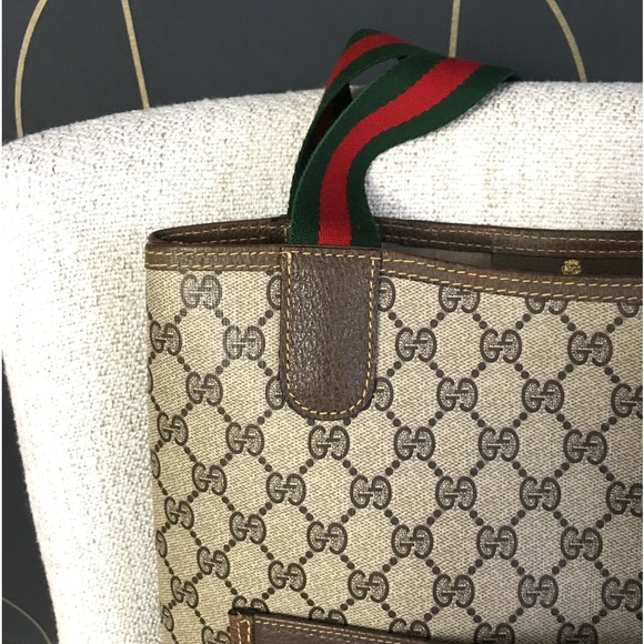 Authentic Gucci brown monogram coated canvas tote bag - Picture 4 of 16